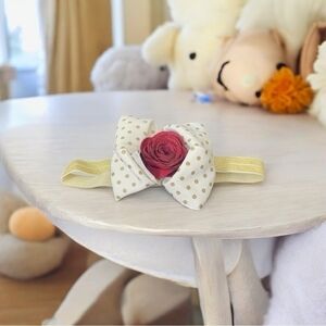 Hair Band White Gold Polka Dot Bow Red Rose Headband Hair Band Accessory